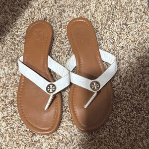 Tory Burch White and Brown Sandals